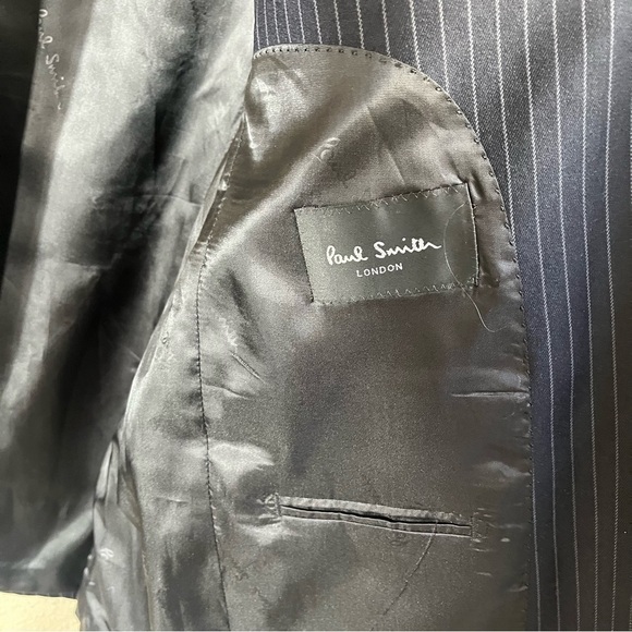 PAUL SMITH Tailored Fit Three Button Navy Pinstripe Wool Blazer Sport Coat - Picture 7 of 9